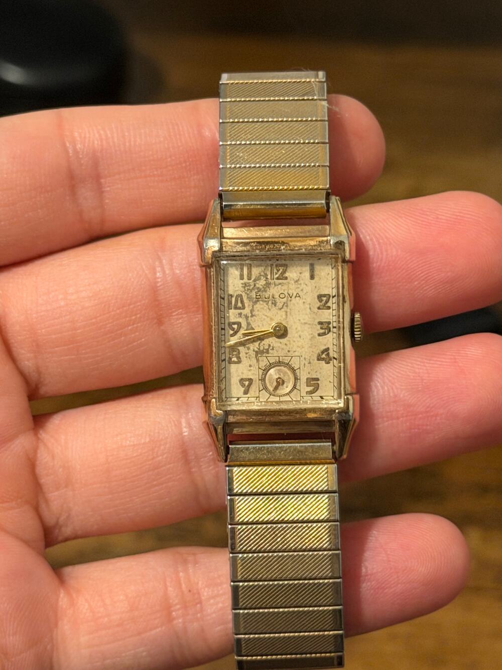 Bulova Art Deco 10K Gold Filled Tank Manual Wind Small Seconds Watch